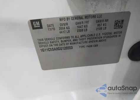 2016 Chevrolet Malibu Limited Lt from USA, damaged, VIN 1G11C5SA8GU126553